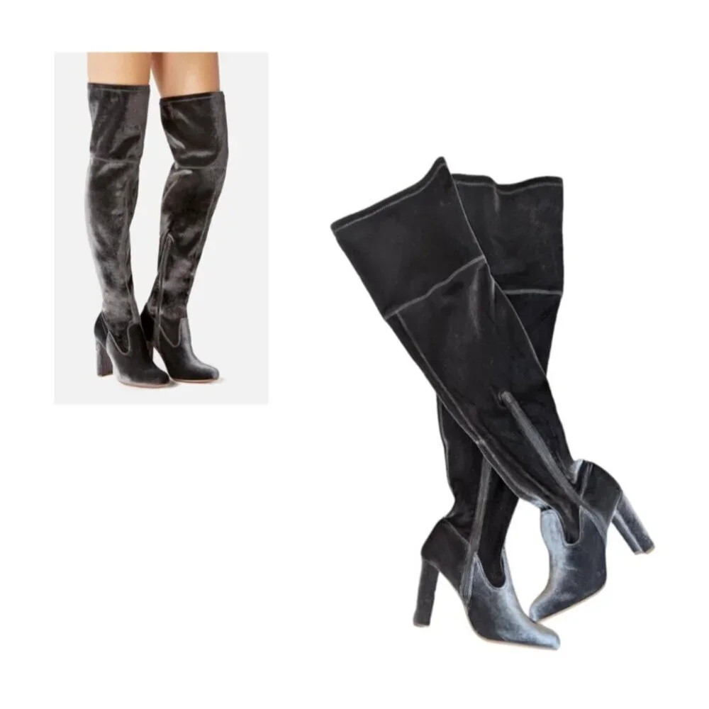 JustFab Gray Over the Knee Boots